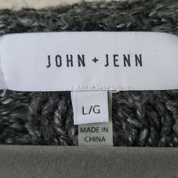 John + Jenn by Line Cable Knit Sweater Marled Gray V-Neck Size Large - Picture 4 of 11